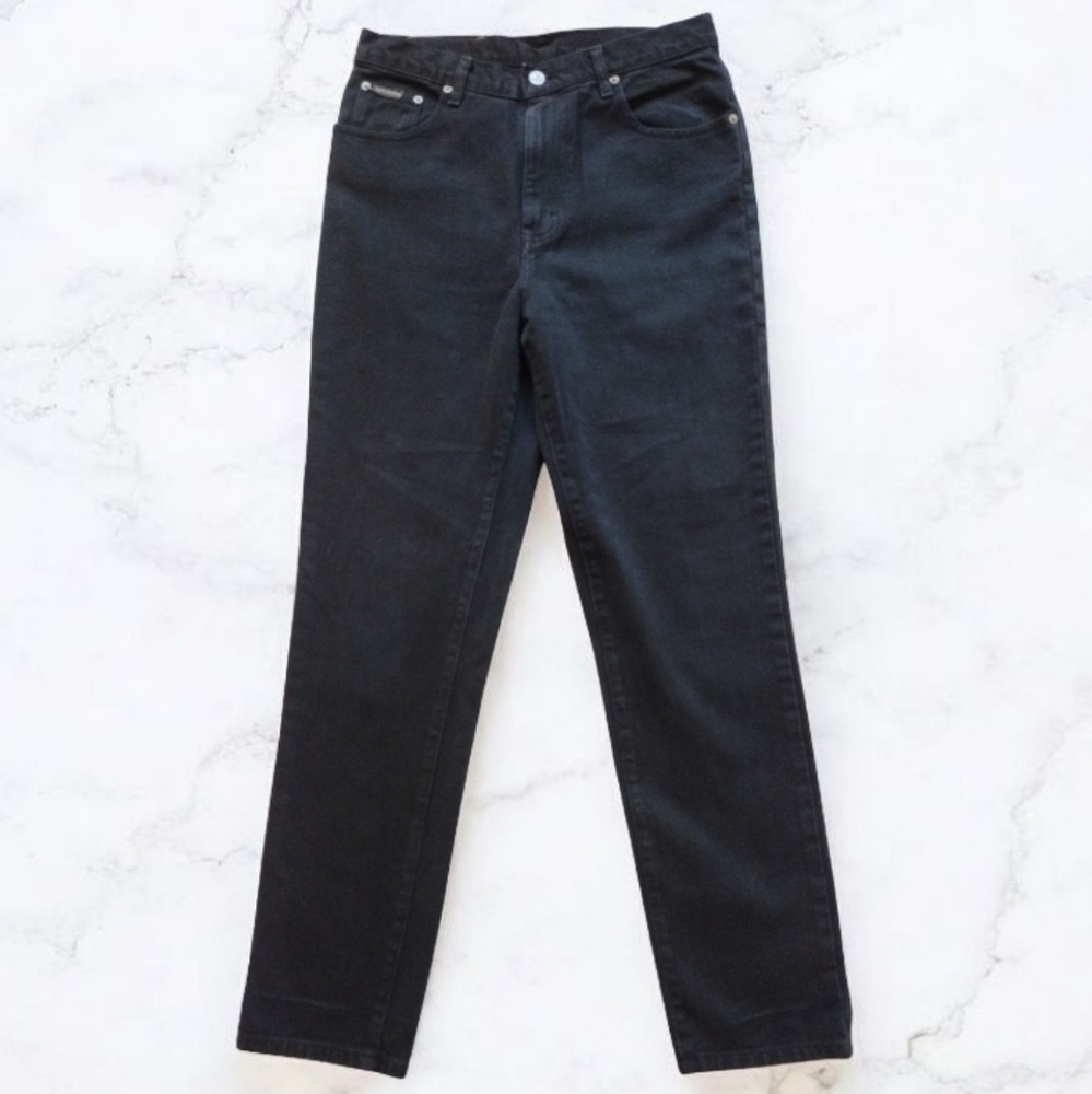Vintage 90s Y2K Calvin Klein CK Jeans black ultra high waisted, women’s Sz 12